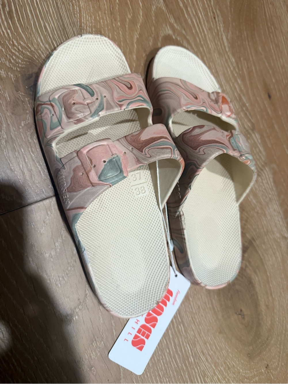 Freedom Moses Marble Pink Gaia Stone Slide Sandals 37/38